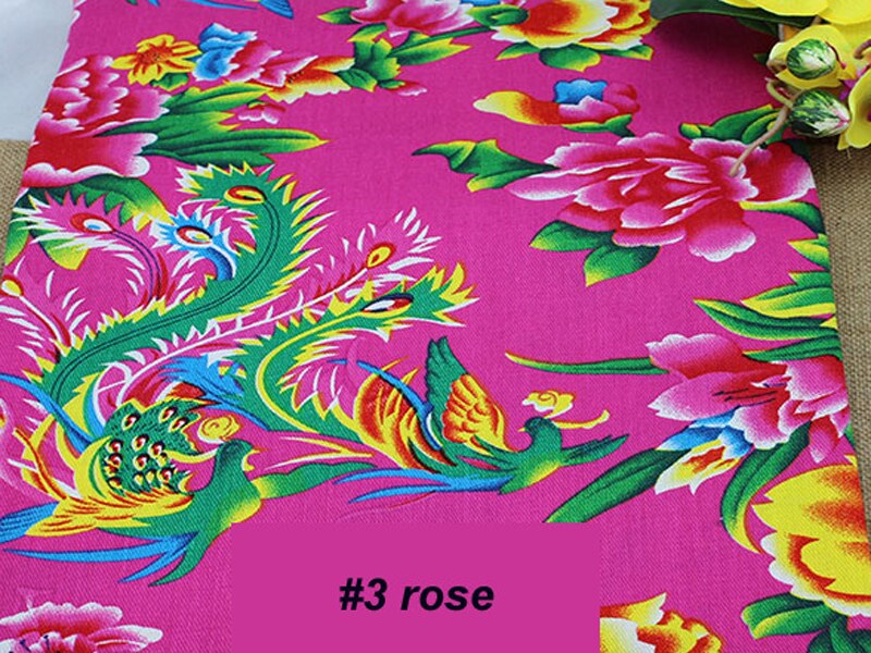 50cm*160cm Chinese phenix peony pattern cotton print fabric bedclothes textile twill cloth material