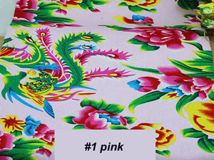 50cm*160cm Chinese phenix peony pattern cotton print fabric bedclothes textile twill cloth material